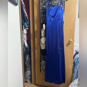 Elegant Blue Spaghetti Strap Dress